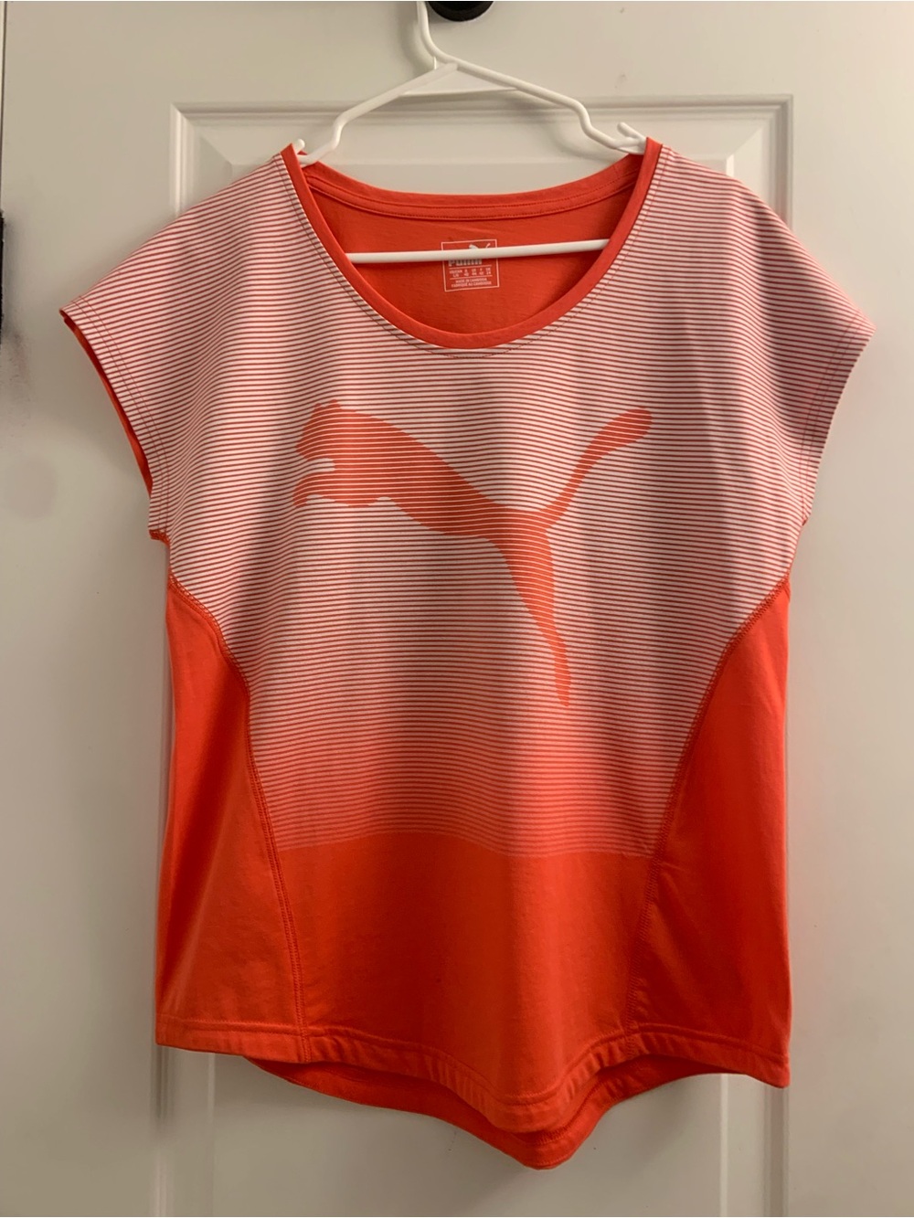 Puma Orange and White Women's Athletic Tee